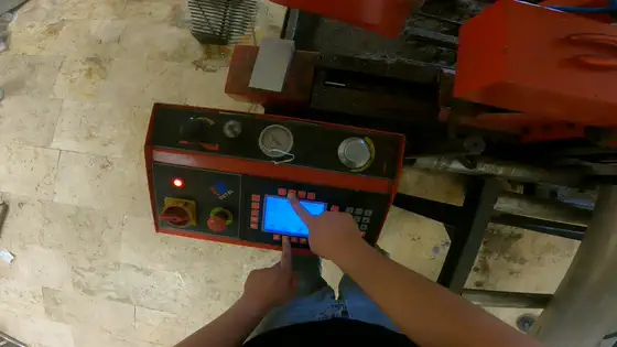 Setting up a cut at the workshop saw