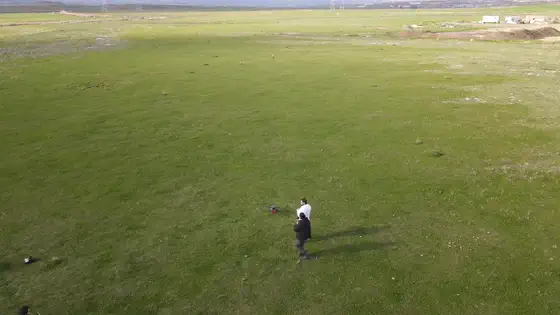 Aerial pass over the test field