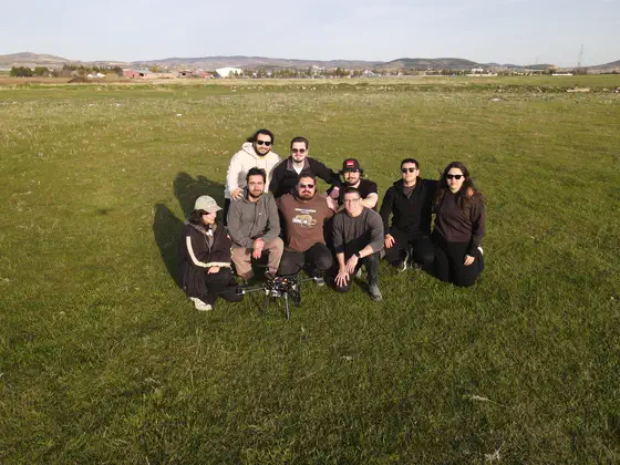 The team, seen from the aircraft