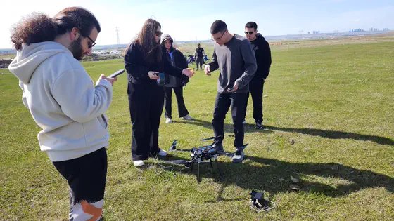Pre-flight checks on the field